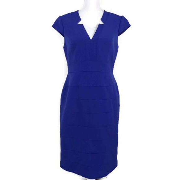 Adrianna Papell Dresses & Skirts - Adrianna Papell Sz 8 Blue Sheath Dress V Neck